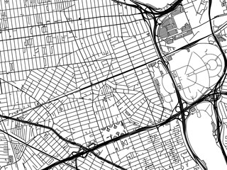 Vector road map of the city of  Corona  New York in the United States of America with black roads on a white background.