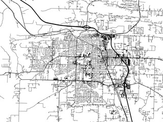 Obraz premium Vector road map of the city of Conway Arkansas in the United States of America with black roads on a white background.
