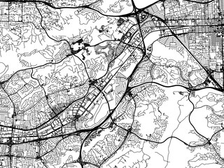 Vector road map of the city of  Diamond Bar  California in the United States of America with black roads on a white background.