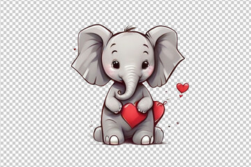 child elephant holding heart in hands for love
