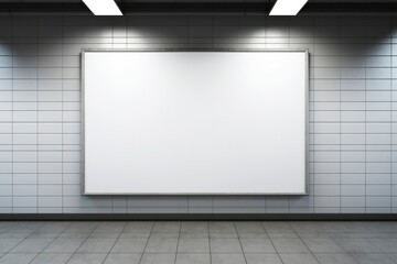 Blank billboard on metro station. Mock up. Poster in the station hallway. Outdoor advertising