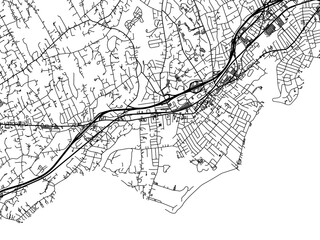 Vector road map of the city of  Fairfield  Connecticut in the United States of America with black roads on a white background.