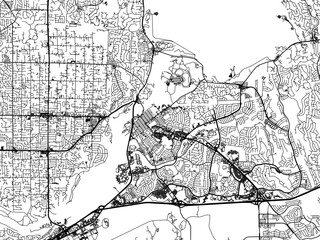 Vector road map of the city of  Folsom  California in the United States of America with black roads on a white background.