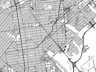 Vector road map of the city of  Flatlands  New York in the United States of America with black roads on a white background.