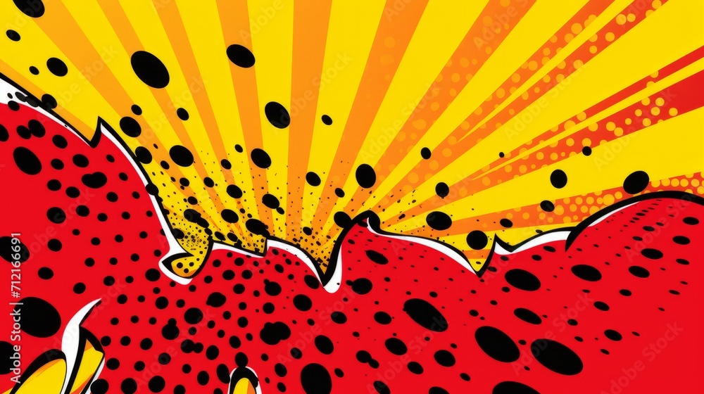 Poster dynamic halftone comic abstraction: playful design background in vibrant colors