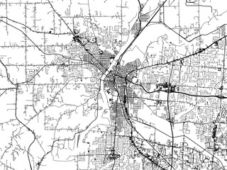 Vector road map of the city of  Hamilton  Ohio in the United States of America with black roads on a white background.