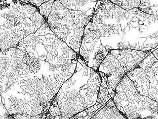 Obraz premium Vector road map of the city of Johns Creek Georgia in the United States of America with black roads on a white background.