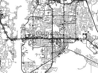 Vector road map of the city of  Kissimmee  Florida in the United States of America with black roads on a white background.