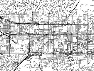 Fototapeta na wymiar Vector road map of the city of La Habra California in the United States of America with black roads on a white background.