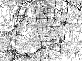 Vector road map of the city of  Kettering  Ohio in the United States of America with black roads on a white background.