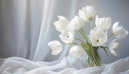 White tulips isolated on a white background.