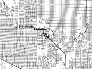 Vector road map of the city of  Lehigh Acres  Florida in the United States of America with black roads on a white background.