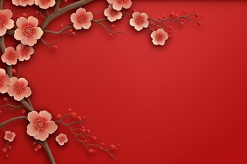 Banner design with an abstract pattern in oriental style, sakura flower, and Chinese New Year