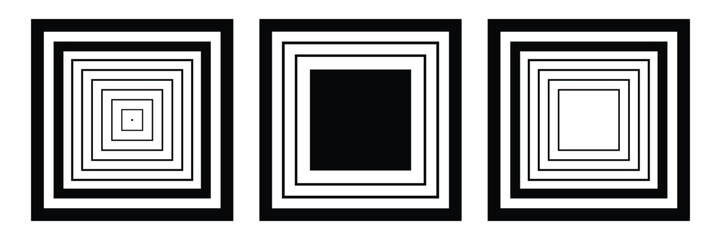 Abstract Geometric Square Black and White Design Elements Set.