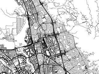 Vector road map of the city of  Milpitas  California in the United States of America with black roads on a white background.