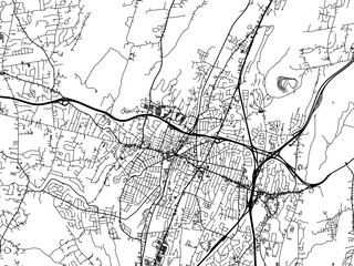 Vector road map of the city of  Meriden  Connecticut in the United States of America with black roads on a white background.
