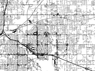 Vector road map of the city of  Midwest City  Oklahoma in the United States of America with black roads on a white background.