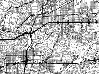 Vector road map of the city of  Monterey Park  California in the United States of America with black roads on a white background.