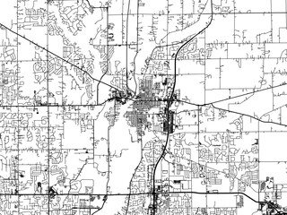 Vector road map of the city of  Noblesville  Indiana in the United States of America with black roads on a white background.