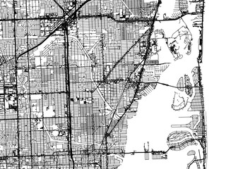 Vector road map of the city of  North Miami  Florida in the United States of America with black roads on a white background.