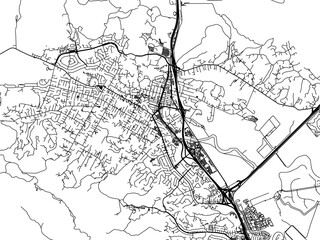 Vector road map of the city of  Novato  California in the United States of America with black roads on a white background.