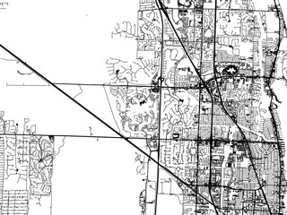 Vector road map of the city of  Palm Beach Gardens  Florida in the United States of America with black roads on a white background.