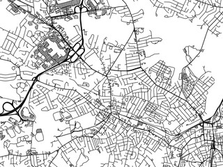 Vector road map of the city of  Peabody  Massachusetts in the United States of America with black roads on a white background.