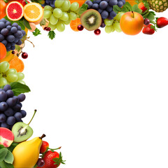 Healthy Organic fruits and Vegetables on a png Background