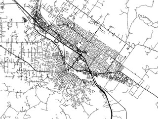 Vector road map of the city of  Petaluma  California in the United States of America with black roads on a white background.
