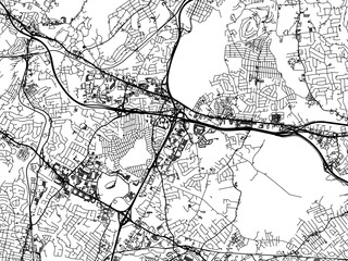 Vector road map of the city of  Parsippany  New jersey in the United States of America with black roads on a white background.