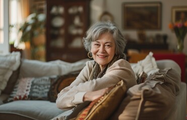 Obraz premium ageing women in home living room mature woman