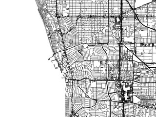 Fototapeta na wymiar Vector road map of the city of Redondo Beach California in the United States of America with black roads on a white background.
