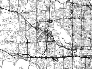 Vector road map of the city of  Plymouth  Minnesota in the United States of America with black roads on a white background.