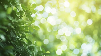 Obraz premium Natural background image with gradient green leaves , fair light from nature. Space for entering text. For a relaxing background image.