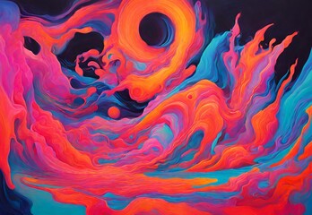 Dreamscapes in neon: Abstract art where vibrant hues and surreal forms collide