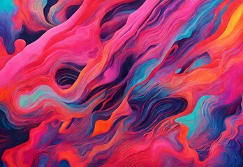Dreamscapes in neon: Abstract art where vibrant hues and surreal forms collide