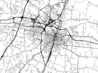 Vector road map of the city of  Rocky Mount  North Carolina in the United States of America with black roads on a white background.