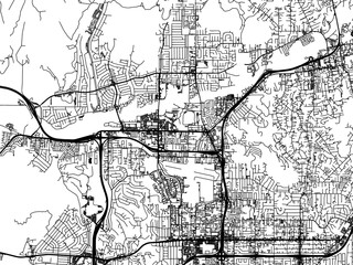 Vector road map of the city of  Santee  California in the United States of America with black roads on a white background.