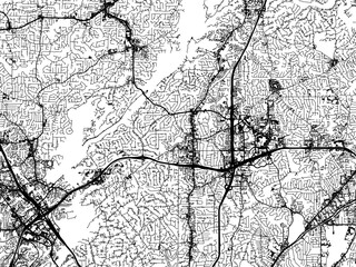 Vector road map of the city of  Sandy Springs  Georgia in the United States of America with black roads on a white background.