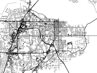 Vector road map of the city of  Sanford  Florida in the United States of America with black roads on a white background.