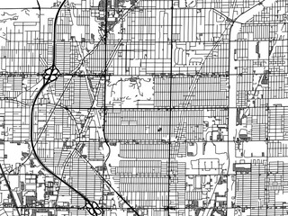 Vector road map of the city of  Skokie  Illinois in the United States of America with black roads on a white background.