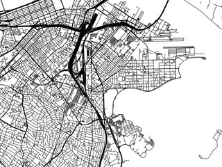 Obraz premium Vector road map of the city of South Boston Massachusetts in the United States of America with black roads on a white background.