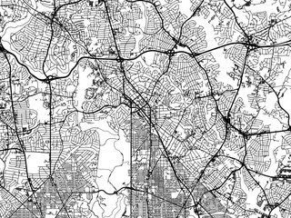 Obraz premium Vector road map of the city of Silver Spring Maryland in the United States of America with black roads on a white background.