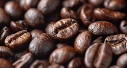 Obraz premium close crop up shots of many small roasted coffee beans