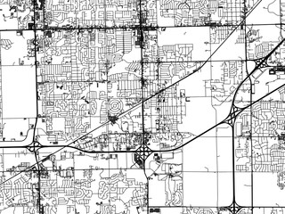 Vector road map of the city of  Tinley Park  Illinois in the United States of America with black roads on a white background.