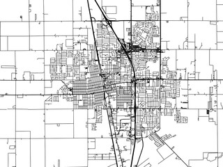 Vector road map of the city of  Tulare  California in the United States of America with black roads on a white background.
