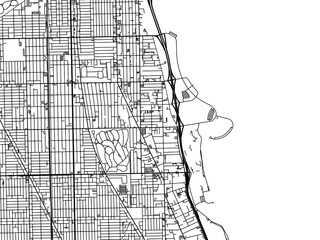 Vector road map of the city of  Uptown  Illinois in the United States of America with black roads on a white background.