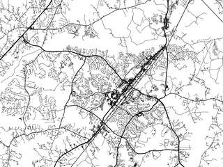 Vector road map of the city of  Waldorf  Maryland in the United States of America with black roads on a white background.