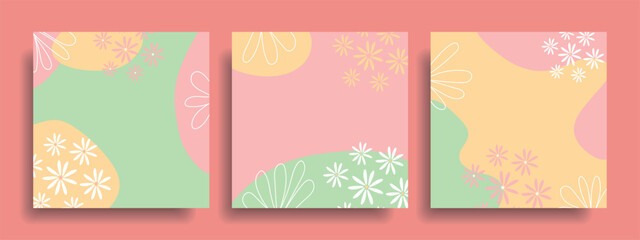 Set of delicate floral backgrounds. Background for postcards, covers, congratulations.