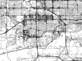 Vector road map of the city of  West Des Moines  Iowa in the United States of America with black roads on a white background.
